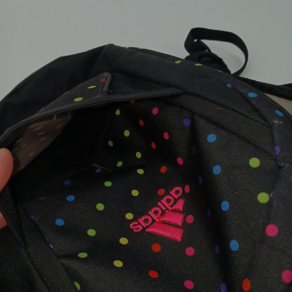ADIDAS BLACK COLORFUL POLKA DOT BACKPACK - Picture 7 of 16